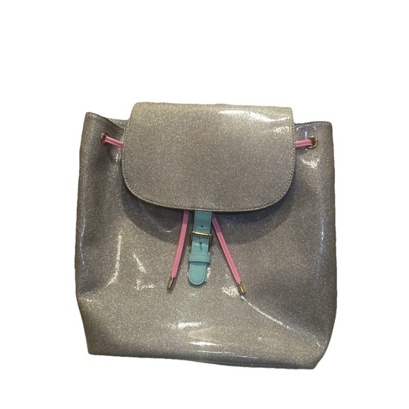 Stoney Clover Lane Handbags - Stoney Clover Lane Flap Backpack Diner Collection Silver Shimmer Rare